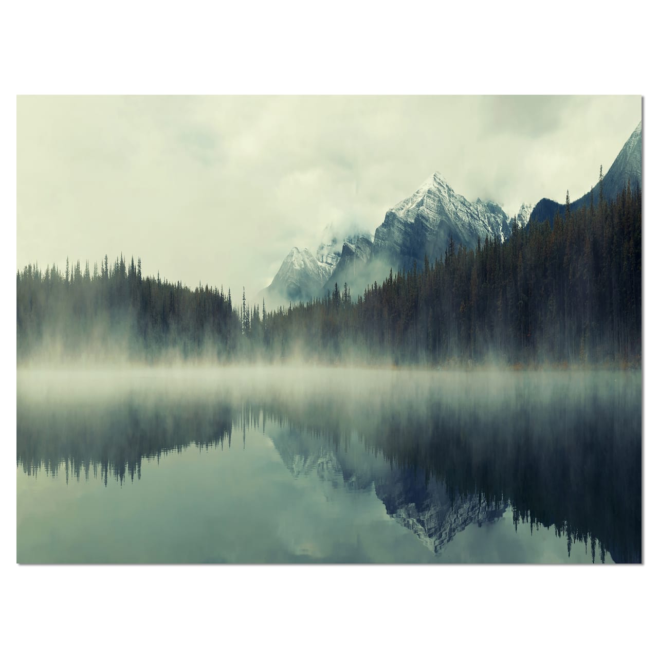 Designart - Lake Herbert in Foggy Morning - Modern Seascape Canvas Artwork